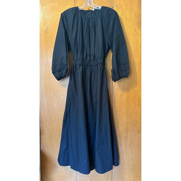 NWOT ZARA BLACK L/S BACK CUT OUT POPLIN DRESS, SIZE: XS - Picture 2 of 9